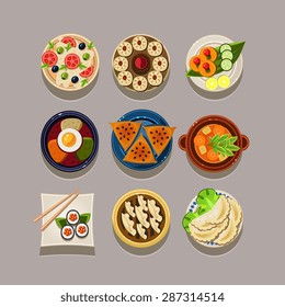 Korean food Vector Illustration set