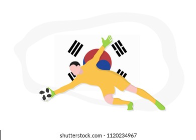 Korean football team goalkeeper 2018 championship vector illustration soccer Korea