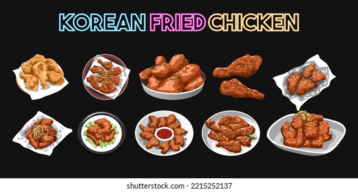 Korean fried chicken set collection graphic design