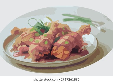 Korean Fried Chicken vector design art