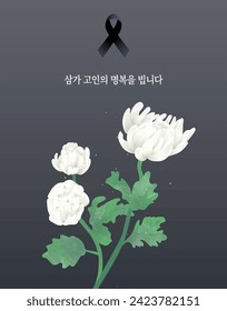 Korean Funeral Mourning Chrysanthemum Flower, Korean Translation:Pray for the bliss of dead