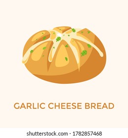 Korean Garlic Cheese Bread Vector Illustration