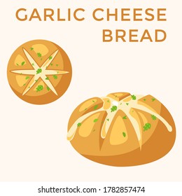 Korean Garlic Cheese Bread Vector Illustration