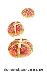 Korean Garlic Cheese Bread Watercolor Vector Illustration