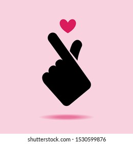 Korean gestures finger heart icon vector illustration