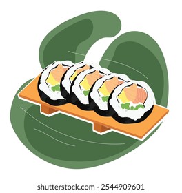 Gimbap coreano o Kimbap - Rollos de arroz de algas marinas. Comida asiática. Cocina coreana. Comida coreana