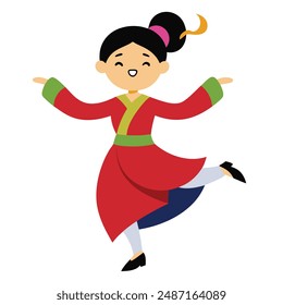 A Korean girl dancing vector art