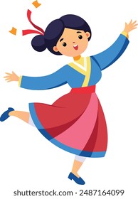 A Korean girl dancing vector art