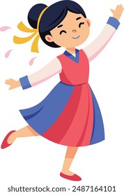 A Korean girl dancing vector art