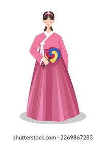 Korean girl wearing traditional clothes (Hanbok)