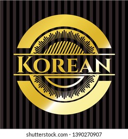 Korean gold badge or emblem. Vector Illustration. Detailed.