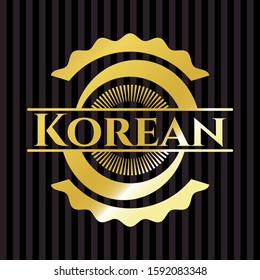 Korean golden badge or emblem. Vector Illustration. Detailed.