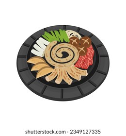 Korean Grilled Gopchang Illustration Logo