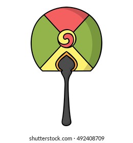 Korean hand fan icon in cartoon style isolated on white background. South Korea symbol stock vector illustration.