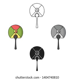 Korean hand fan icon in cartoon,black style isolated on white background. South Korea symbol stock vector illustration.