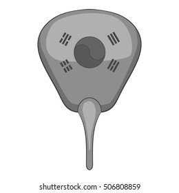 Korean hand fan icon. Gray monochrome illustration of fan vector icon for web design