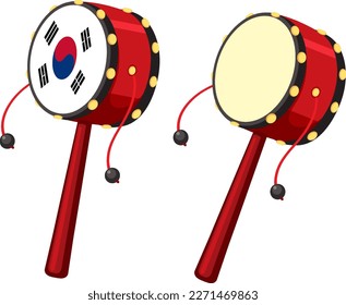 Korean Hand-held Pellet Drum Vector illustration