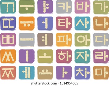 Korean Hangeul Pattern, South Korea's raw, Hangeul characters, Superior formative beauty and of the ancient Hangeul characters frame, Korean alphabet 