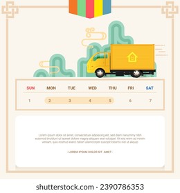 Korean happy new  Year's Delivery Service  Notice background