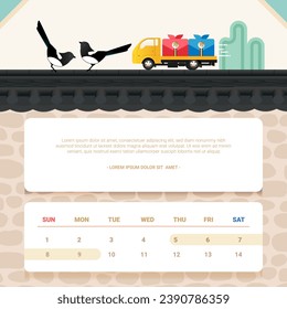 Korean happy new  Year's Delivery Service  Notice background
