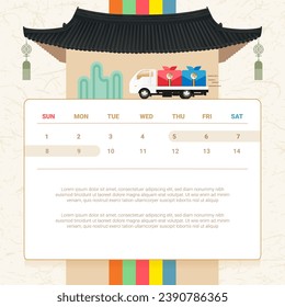 Korean happy new  Year's Delivery Service  Notice background