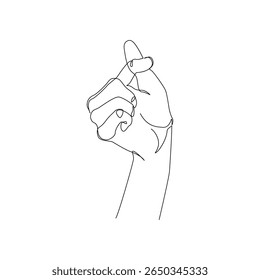 Coreano coração mão gesto linha arte. Dedo amor símbolo desenho contínuo. Feliz Dia dos Namorados. Eu te amo ilustração vetorial. Design de conceito de amor próprio para imprimir cartões de saudação, banner, cartaz