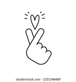 Korean heart hand gesture symbol, vector icon