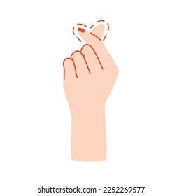 Korean heart from hands, flat illustration, isolated on the white background, love