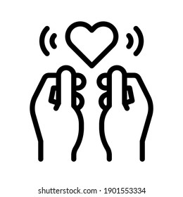 Korean heart hands gesture. Simple design. Line vector. Isolate on white background.