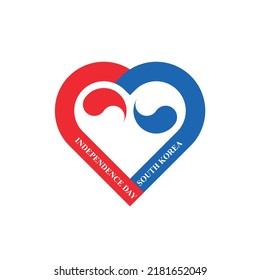diseño de ícono de corazón coreano. ilustración vectorial aislada en fondo blanco. concepto del día de la independencia de corea del sur