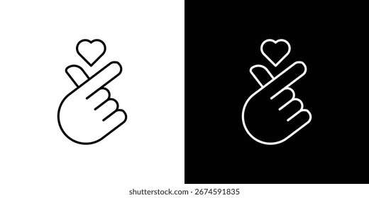 korean heart icon. Editable stroke line icons