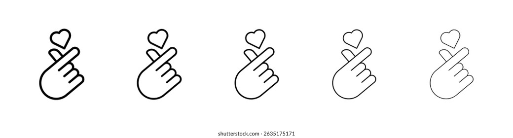 Icono de corazón coreano Símbolo plano de línea delgada simple