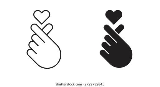 Símbolo coreano del icono del corazón. Vector EPS 10. icono de línea y glifo