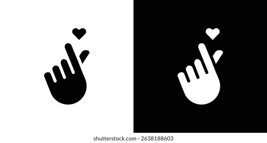 korean heart icon Vector in flat style. Collection silhouettes