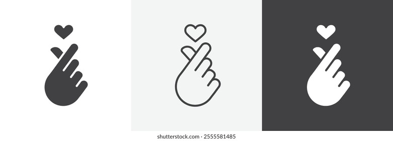 korean heart icon vector set for ui designs