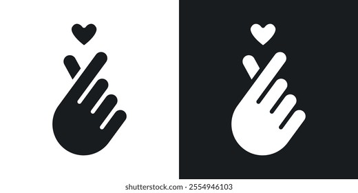 korean heart icons in solid black and white colors