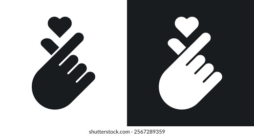 korean heart icons in solid black and white colors