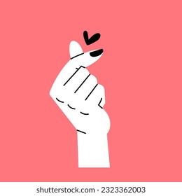 Korean heart love sign. Finger love icon. Happy Valentines Day. I love you hand gesture. Korean heart Vector illustration. Trendy Graphic design for print cards, banner, poster, tee, shirt, tattoo