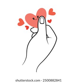 Korean Heart, Popular Sign Symbol Thumb with simpel heart character