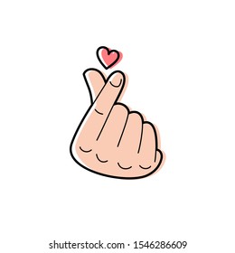 Korean heart sign. Finger love symbol.  I love you hand gesture. 