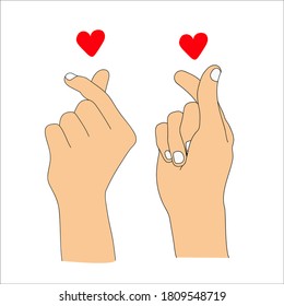 Korean heart sign, valentine's day poster decoration. Korean love gesture vector illustration.