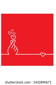 Korean heart Vector background, love symbol, fingers make small heart, love icon, flying heart. 