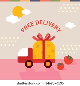 Korean Holiday (Chuseok) Free Delivery Event Concept Image. Vector