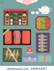 Korean Holiday Gift Set Illustration