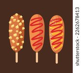 Korean Hot Dog Food Illustration