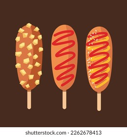 Korean Hot Dog Food Illustration