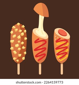 Korean Hot Dog Food Illustration