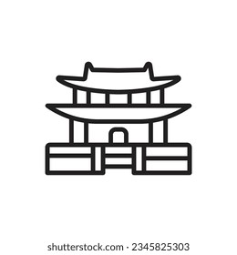 Korean Hwaseong Outline Icon Vector Illustration