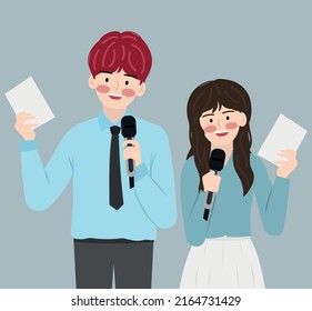 Korean Idol MC Vector Illustration