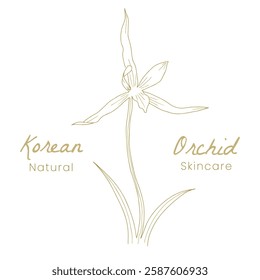 Korean Jeju Orchid Skincare Logo Hand Drawn Botanical Design for Natural Beauty Branding